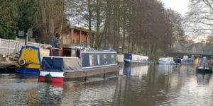 Canal boat in winter