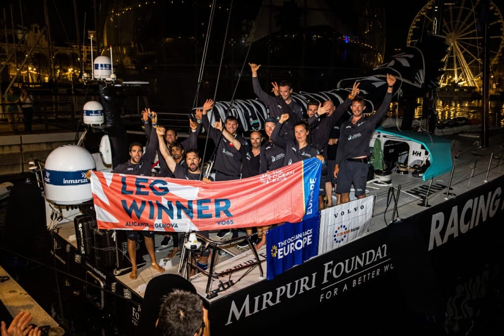 The finish of Leg 3 of The Ocean Race Europe from Alicante, Spain into Genova, Italy.