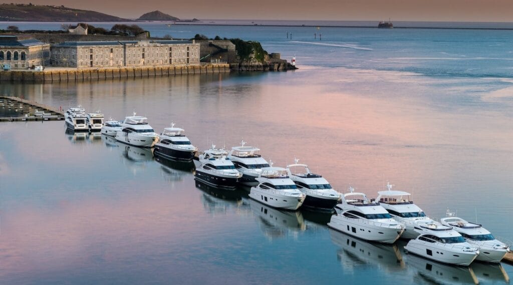 Princess yachts at Plymouth's Royal William Yard marina