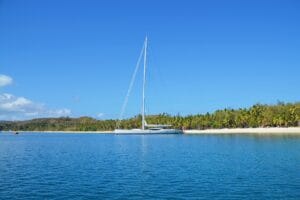 A large sailing charter yacht in Fiji