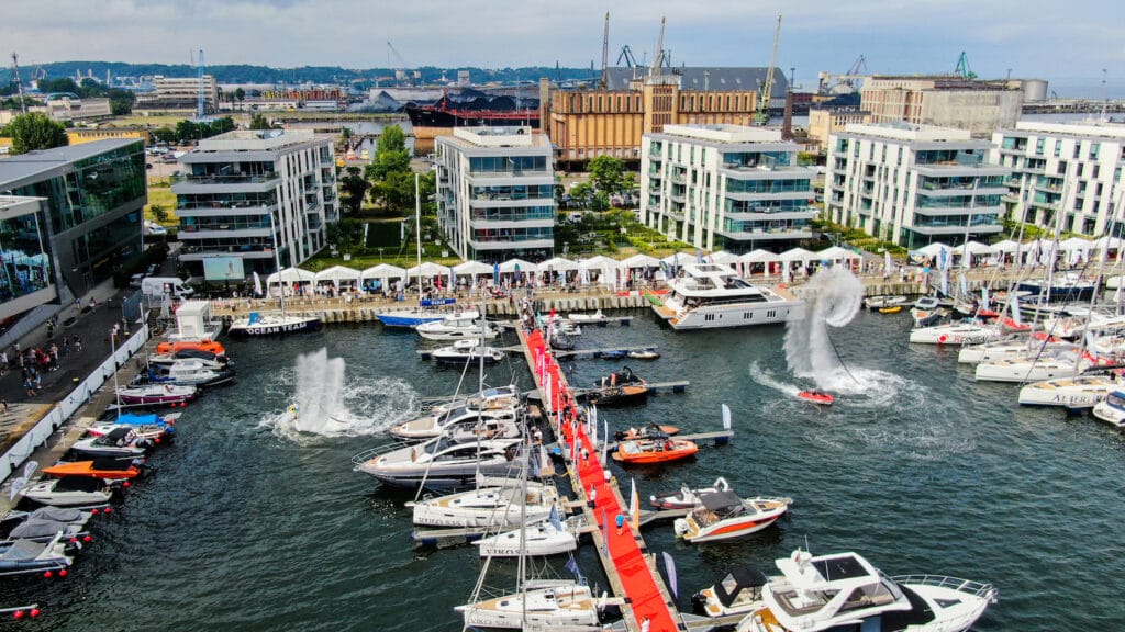 Sailing and motor boat at Polboat Yachting Festival