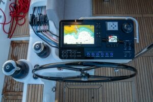 Raymarine chartplotter on an Oceanis sailing boat