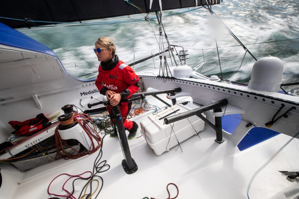 Pip Hare on her IMOCA 60, Medallia.