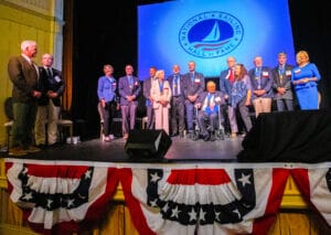 Sailing Hall of Fame inductees on stage