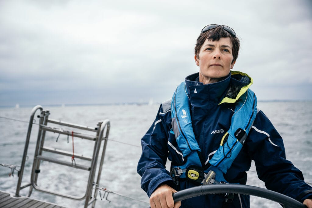 Dame Ellen at the helm of Solent Hero