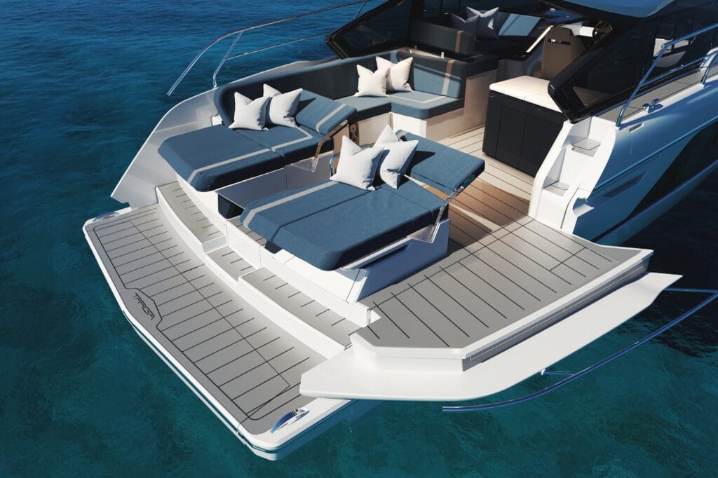 Fairline Targo 40 rendering of the aft cockpit