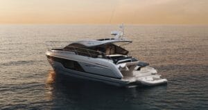 Fairline Targa 40 on the water at sunset