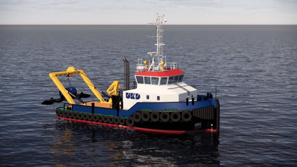 Render of a dredging vessel