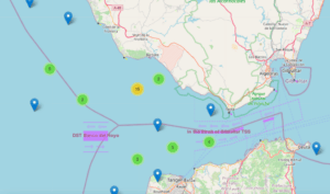 map showing where orca attacks have taken place off Iberian coastline