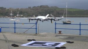 drone flying over Falmouth Harbour