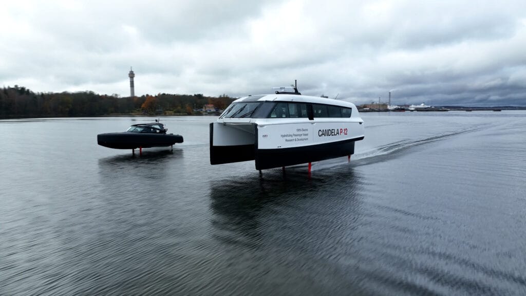 P-12 foiling passger ferry and the C-8 boat from Candela