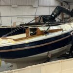 Cornish Crabber boat in a yard being finished off