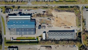 aerial view of factory roof
