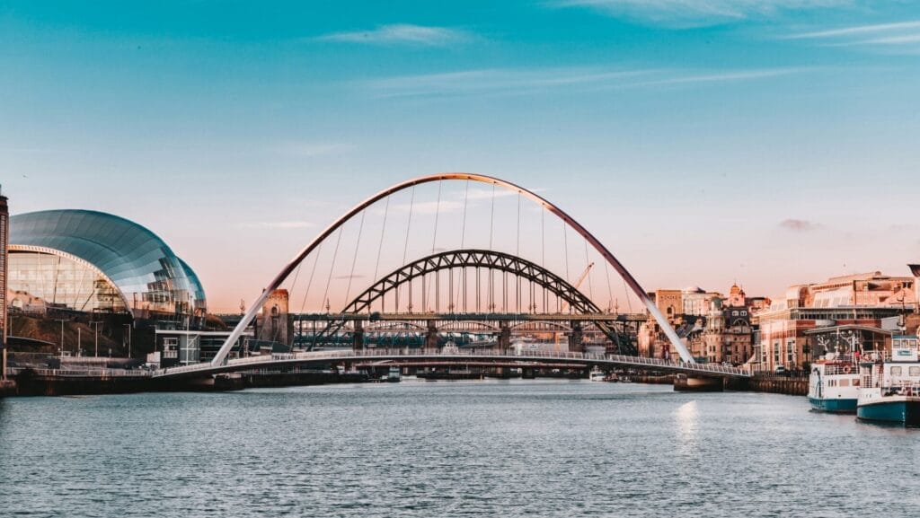 Newcastle upon Tyne cityscape with Tyne bridge