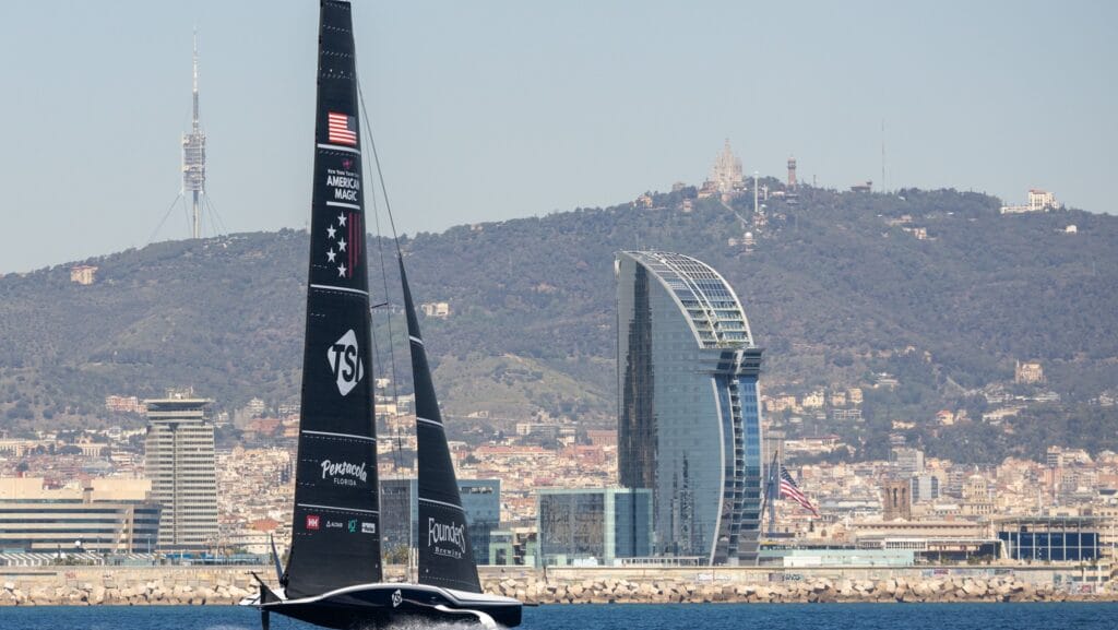 America’s Cup boats in action.