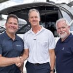 From left: Freedom Marine vice president Denis Barnard, Riviera owner Rodney Longhurst and Riviera West Coast sales manager Rob Scott.