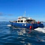 A passenger ferry on the water which could eventually be used for weddings at sea