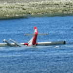 seaplane tail up in water sinking
