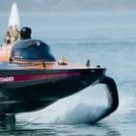 sleek foiling electric raceboat