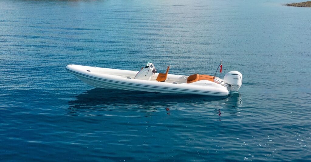 Sleek white RIB boat