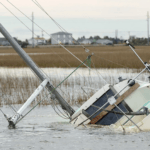 Derelict sailboat just outside Beaufort Harbor. BoatUS Foundation NOAA Grant to remove derelict vessels and fishing nets from Beaufort Harbor in Beaufort, North Carolina. November 2018 working with TowBoatUS Beaufort © BoatUS Foundation