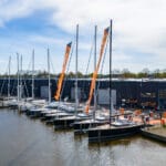 Boats moored at the Contest Yachts facility in Netherlands.