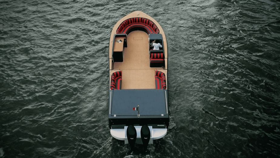 Empty boat aerial view - FinX's Imagine for Olympic opening ceremony