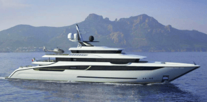 Project Aura mega yacht on the water