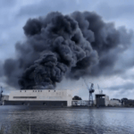 Fire at Lürssen shipyard in July 2024.