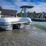 electric jet tender from Highfield Boats on a beach