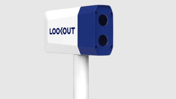 A boxy camera on the end of a stick - part of Lookout system which is AI hazard detector for marine debris and vessels and whales and more