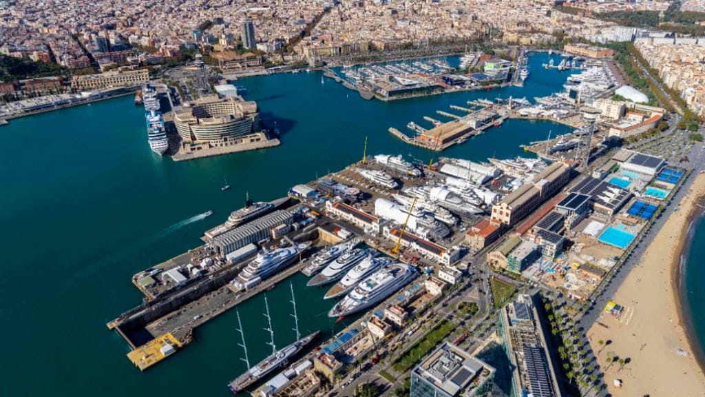 aerial view of MB92 in Barcelona - superyacht refit centre