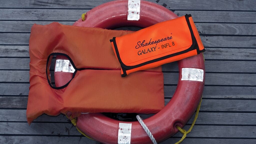 Shakespeare Marine product - a life ring and jacket with a pouch
