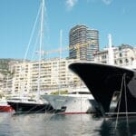 Superyachts in the water in Monaco.