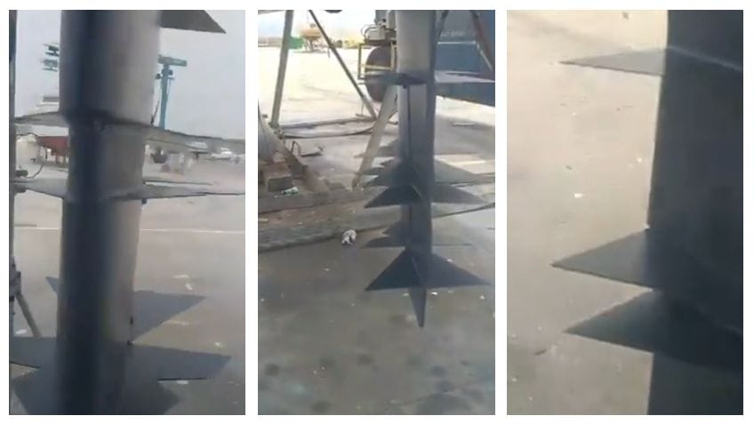 Sharp blades fitted to a rudder in what Sea Shepherd France says is orca deterrent measure