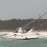 Boat crashed on rocks in Formentera