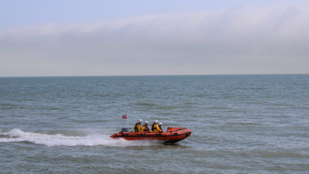 Eastbourne RNLI D class launched to save Steve and Alyssa close who were almost two miles out at sea.