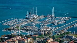 aerial view of boats in marina at D-Marin's latest Italian acquisition - Porto Mirabello