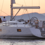 A sailing yacht in the sunset