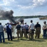 Boat fire on Oklahoma Lake