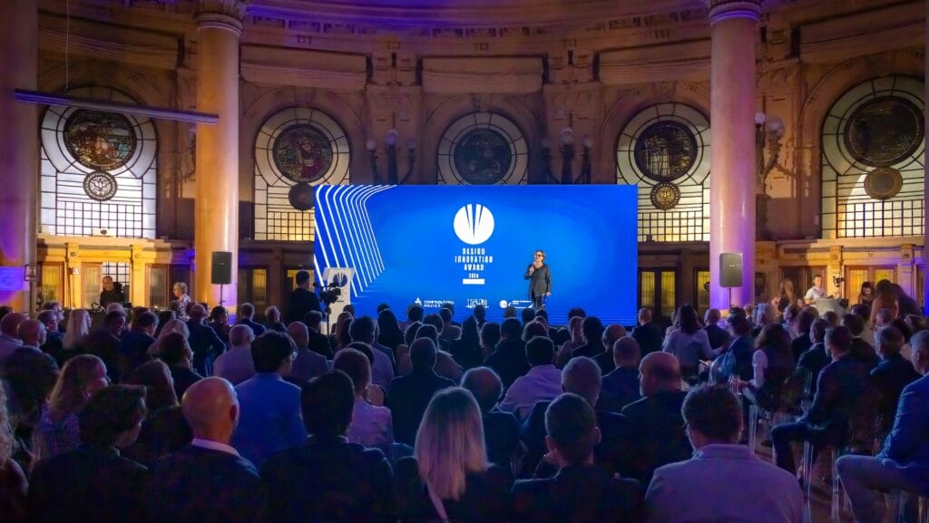 awards stage with audience watching