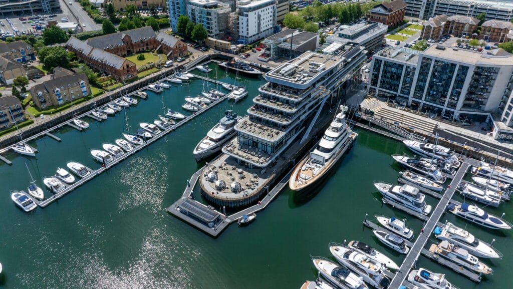 MDL Ocean Village Marina with superyacht berthed