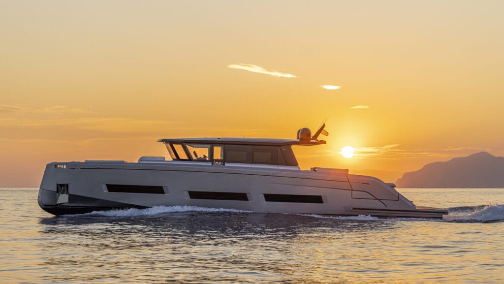 side view of boat squatting in sunset