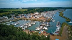 Aerial view of marina