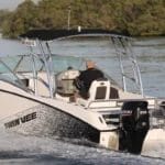 A Twin Vee boat on the water