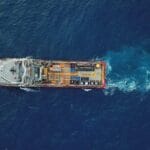 Aerial view of a offshore vessel or barge