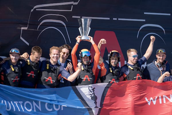 Ben Ainslie and team onboard with cup