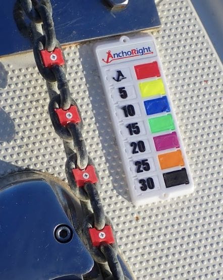 Anchoright system coloured markers next to chain