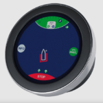 écran numérique rond avec icône de bateau au centre pour afficher le DPS V2 de Dockmate