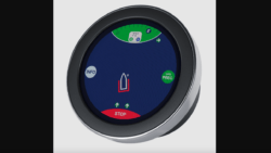 round digital display with boat icon in centre to show Dockmate's DPS V2